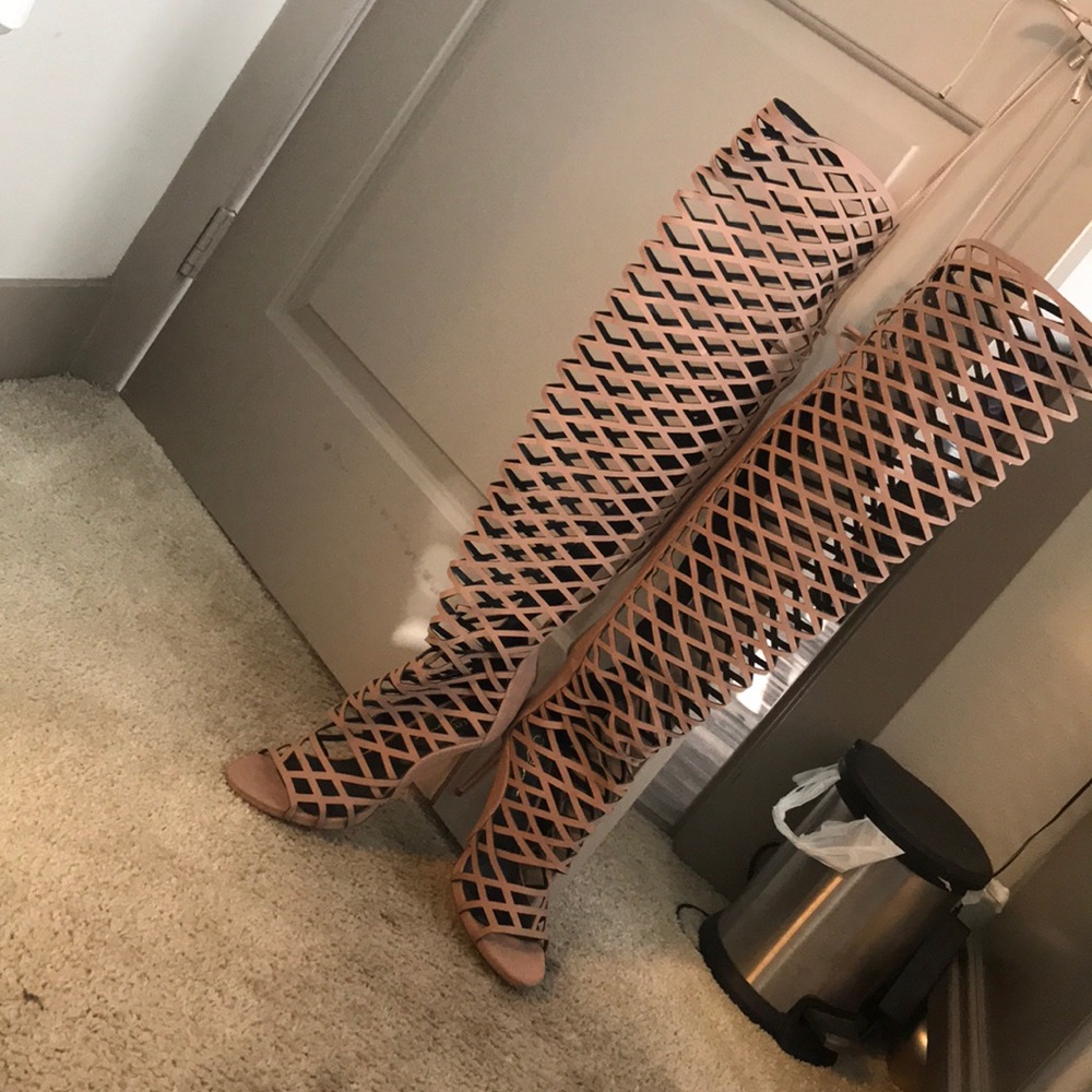 Thigh high boots - tan color